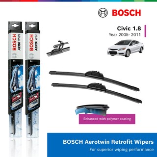 Bộ gạt mưa bosch aerotwin 26" & 24": honda civic 1.8 đời xe 2005 đến 2011