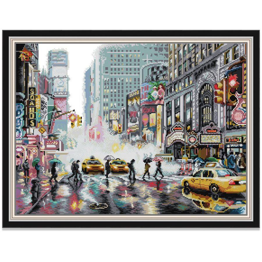 Tranh thêu chữ thập Thành phố Phong cảnh Bộ thêu chữ thập, Vải in Vải không in 14CT 11CT