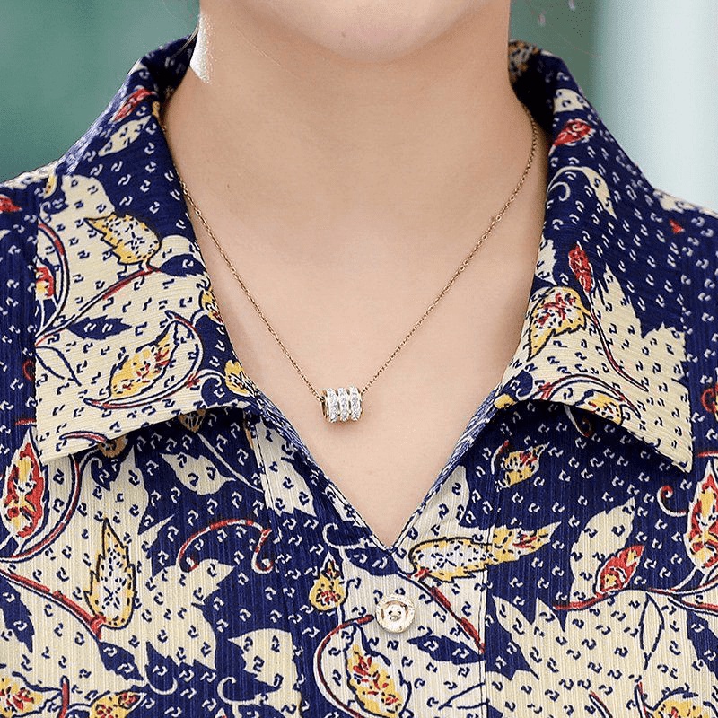 Áo thun tay dài dáng rộng thời trang cho phụ nữ trung niên