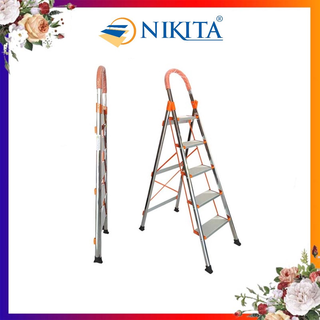 Giảm giá 50% - Thang ghế Inox gia đình - xếp gọn - Chính hãng NIKITA 2023