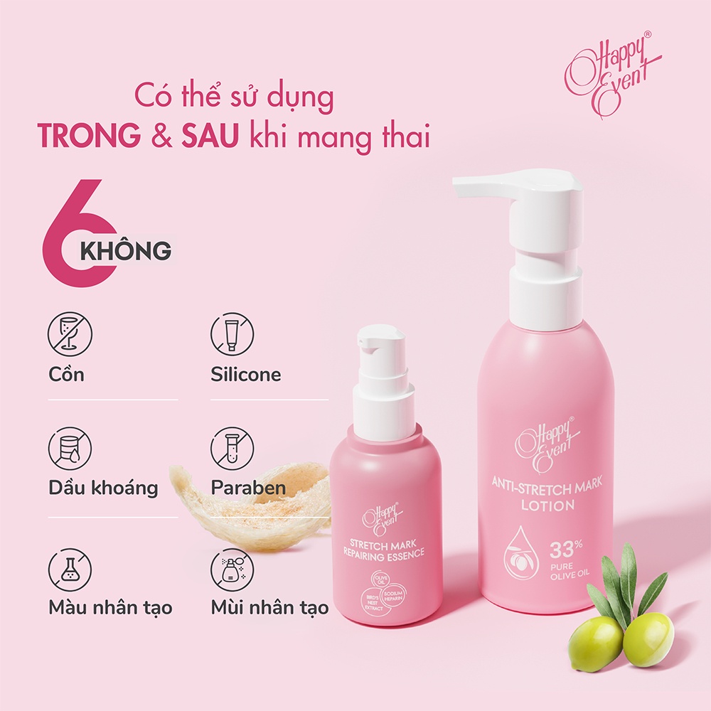 Sữa dưỡng ẩm, ngừa rạn da Happy Event Anti-Stretch Mark Lotion 125g