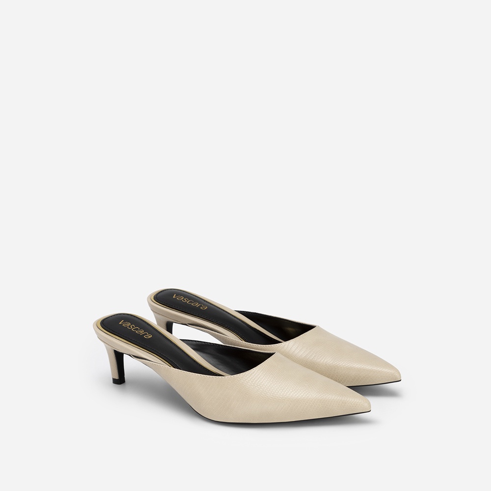 Vascara Guốc Mule Mũi Nhọn Da Vân Kỳ Đà - GNN 0179