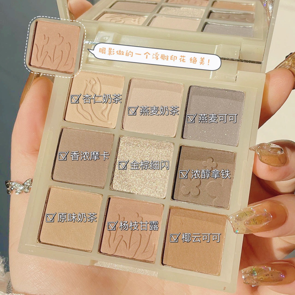 Bảng Phấn Mắt love kou paris Gardenen Trà Sữa Đất 3d Chín Màu Hạt Cườm Mới