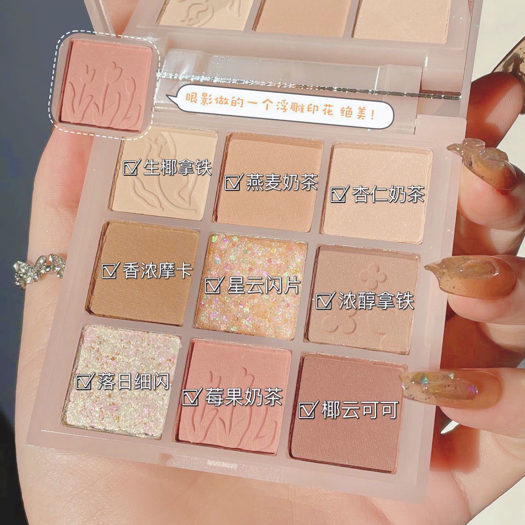 Bảng Phấn Mắt love kou paris Gardenen Trà Sữa Đất 3d Chín Màu Hạt Cườm Mới