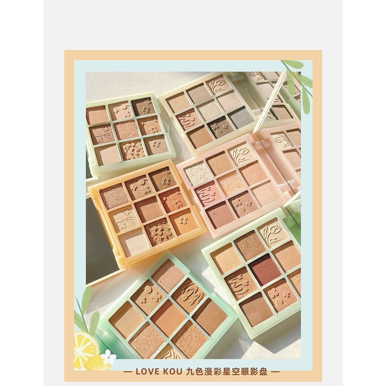 Bảng Phấn Mắt love kou paris Gardenen Trà Sữa Đất 3d Chín Màu Hạt Cườm Mới