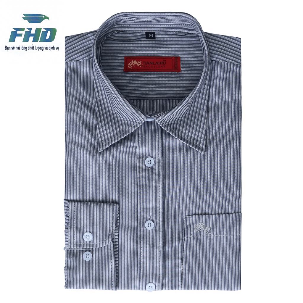 Áo Sơ Mi Nam Trung Niên Dài Tay Kẻ Sọc Chất Cotton Mềm Mại Size Từ 50kg - 82kg FHDA005_5