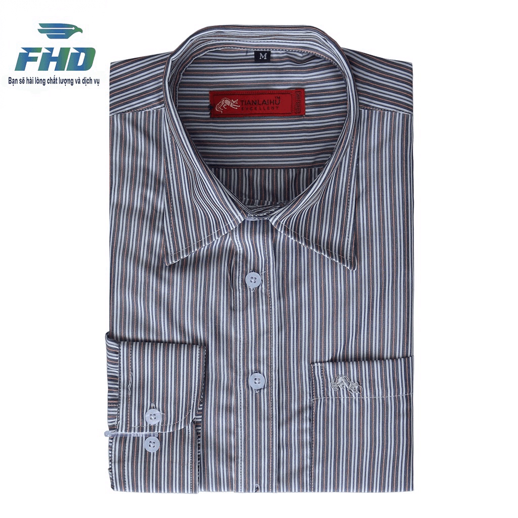 Áo Sơ Mi Nam Trung Niên Dài Tay Kẻ Sọc Chất Cotton Mềm Mại Size Từ 50kg - 82kg FHDA005_5