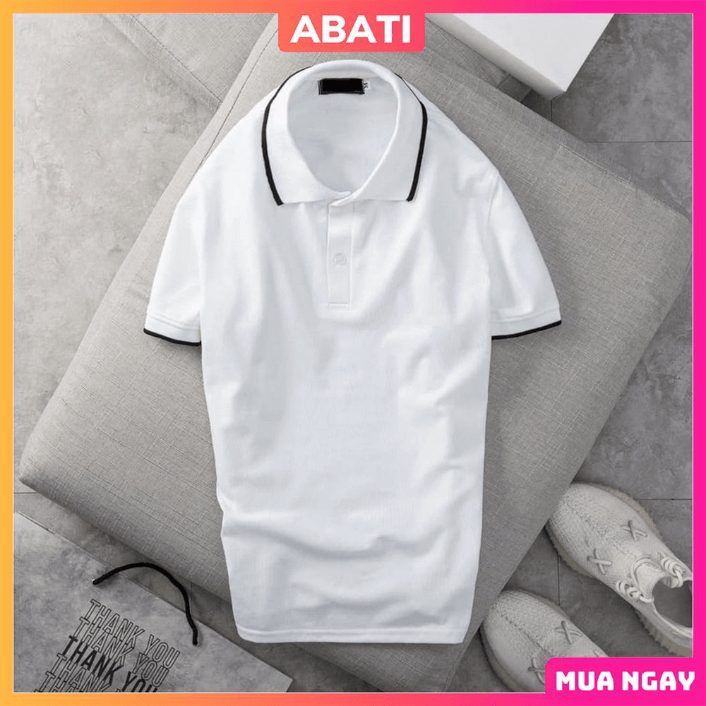 Áo polo nam có cổ vải mè cá sấu thoáng mát giá rẻ chính hãng  ABATI Áo phông nam có cổ cao cấp dày dặn trung