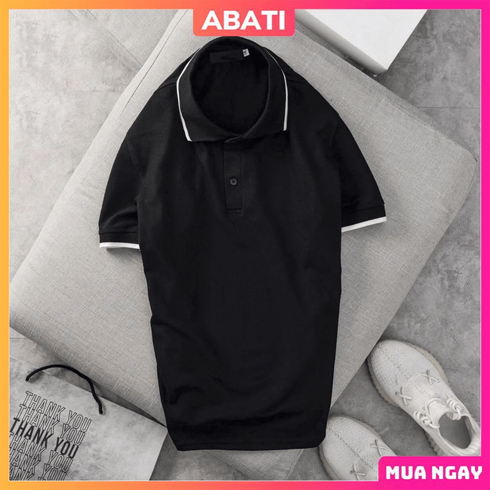 Áo polo nam có cổ vải mè cá sấu thoáng mát giá rẻ chính hãng  ABATI Áo phông nam có cổ cao cấp dày dặn trung