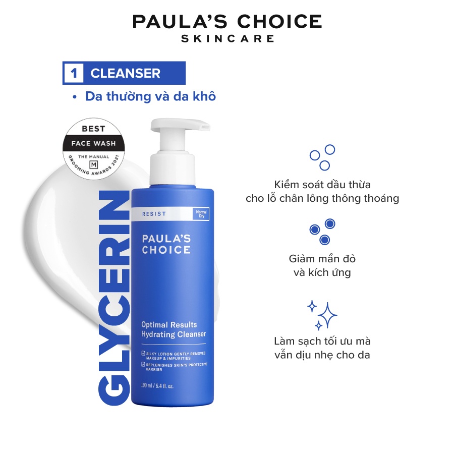 Sữa rửa mặt dưỡng ẩm tối ưu Paula's Choice Optimal Result Hydrating Cleanser 190ml 7600