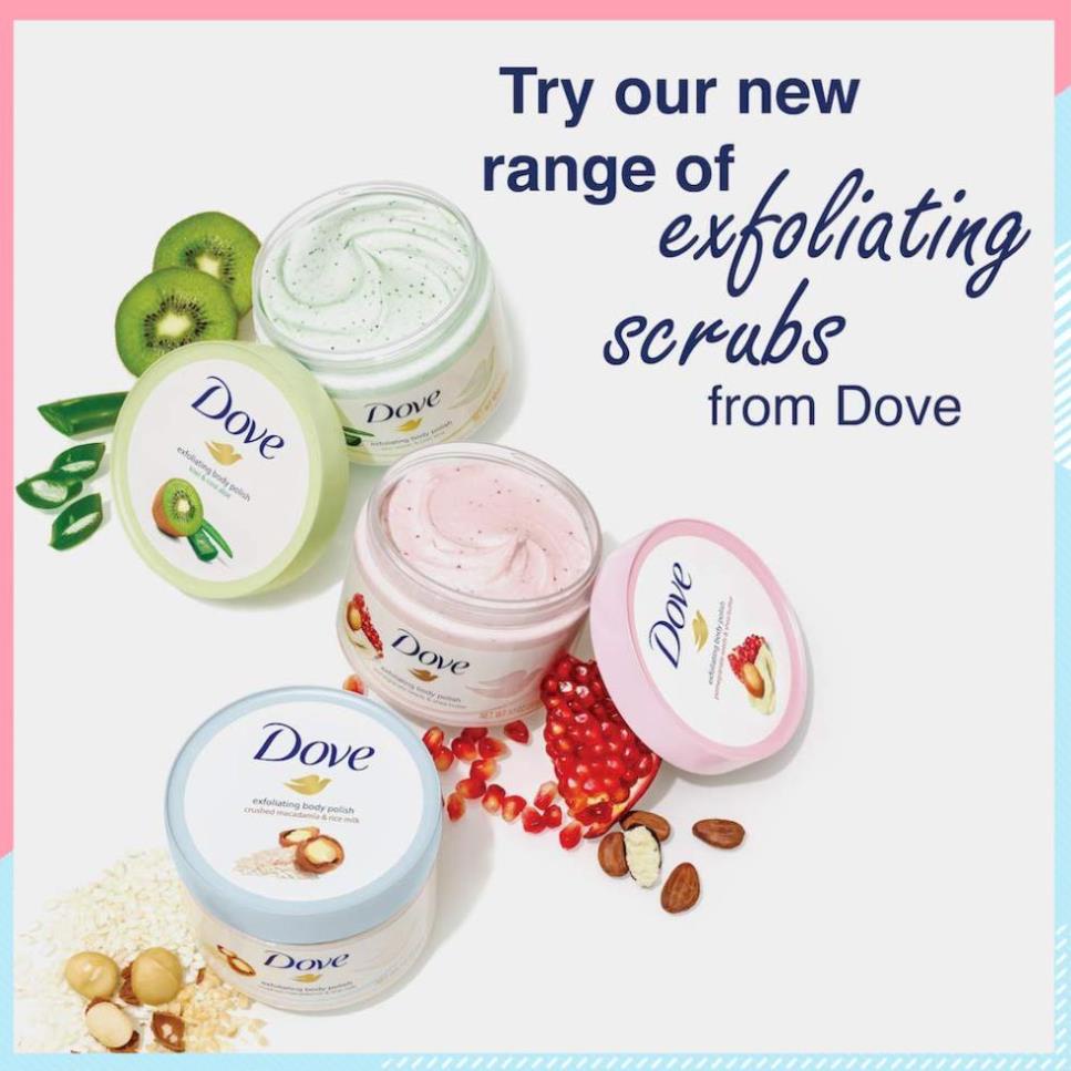 Tẩy Tế Bào Chết Dove Exfoliating Body Polish Scrub tẩy da chết, dưỡng ẩm toàn thân 298g - BEAN BEAUTY