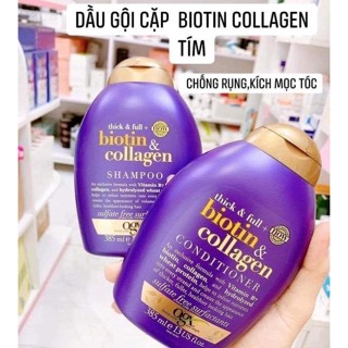 Dầu gội biotin collagen tím, cặp dầu gội xả giúp dày tóc, Ngăn rụng tóc, kích mọc tóc 385ml