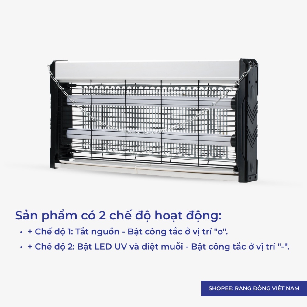 Đèn bắt muỗi Rạng Đông, máy thu hút côn trùng thông minh treo tường UV model DBM02 400x250/4W
