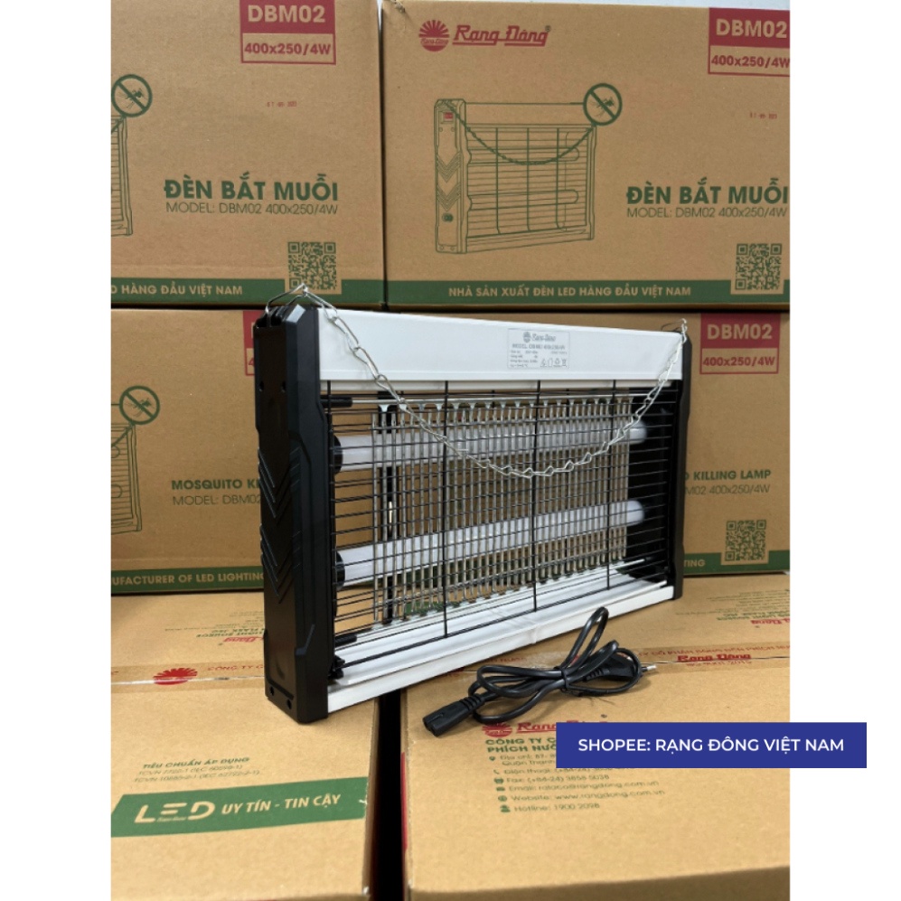 Đèn bắt muỗi Rạng Đông, máy thu hút côn trùng thông minh treo tường UV model DBM02 400x250/4W