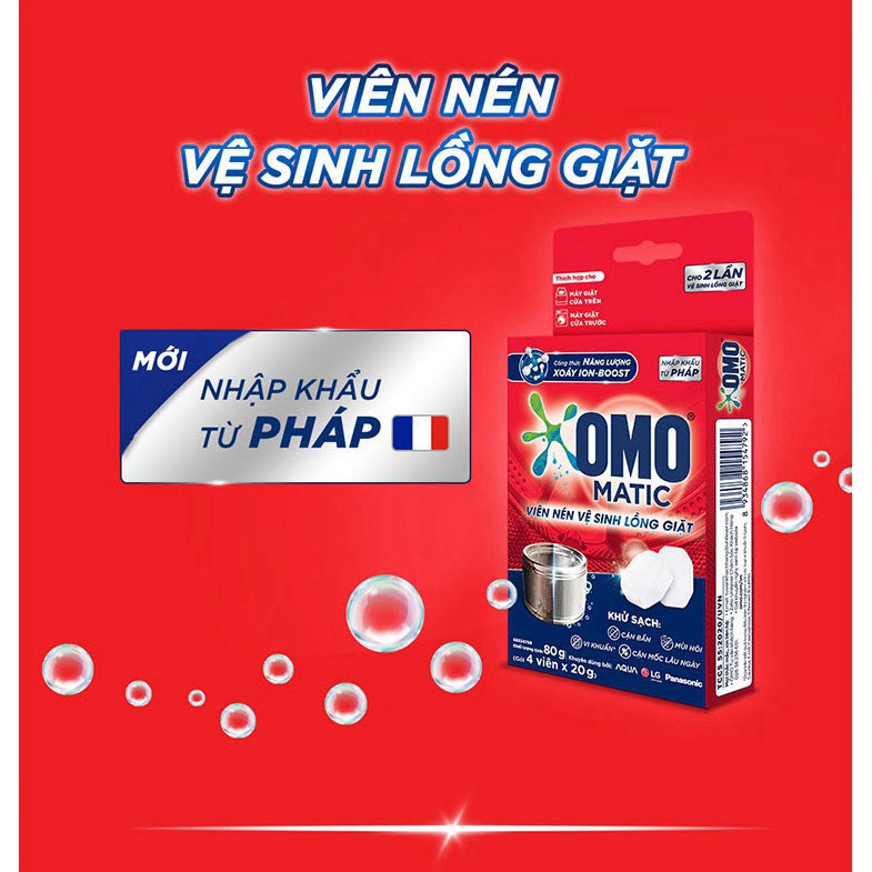 SALE RẺ NHẤT Hộp 4 Viên Nén Vệ Sinh Lồng Giặt OMO Matic 80gr chiết chính hãng
