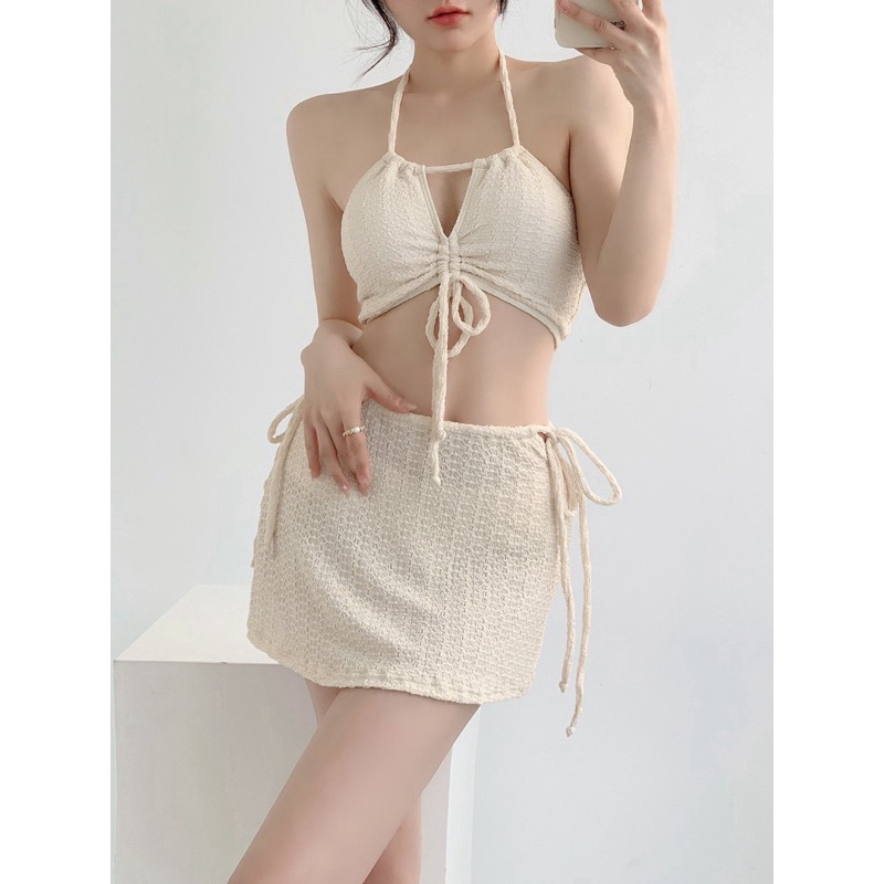 SÉT BIKINI 3 MÓN MÀU BE SIÊU XINH