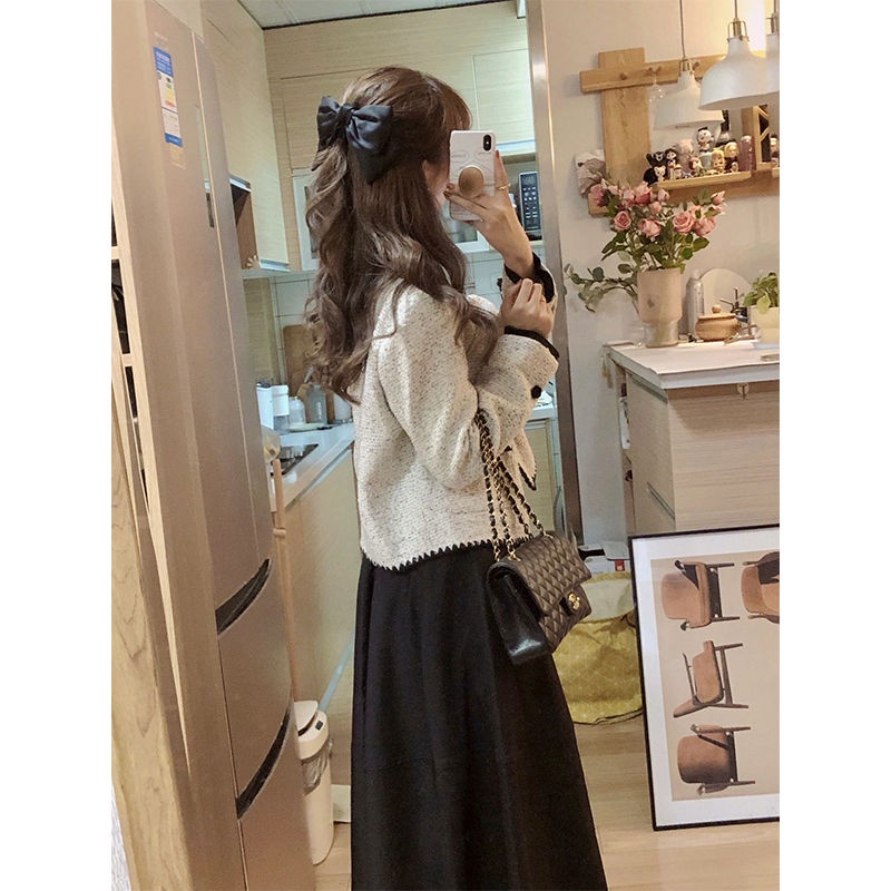 Bộ Áo Khoác + Chân Váy Phong Cách Thời Trang Pháp Mới Cho Nữ