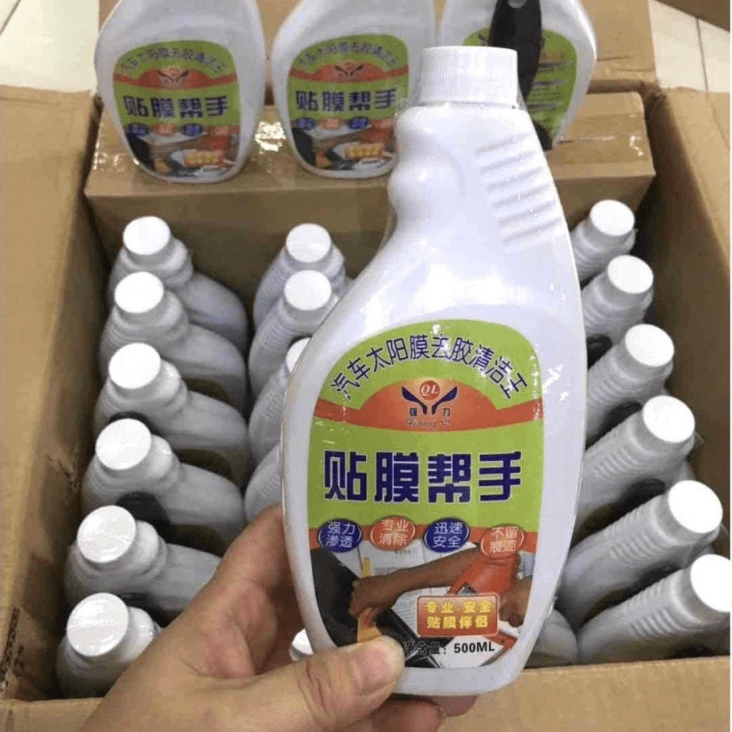 Dung dịch tẩy keo dán Film cách nhiệt cũ cho xe ô tô - dung tích 500ml - kèm vòi xịt và gạt nhựa