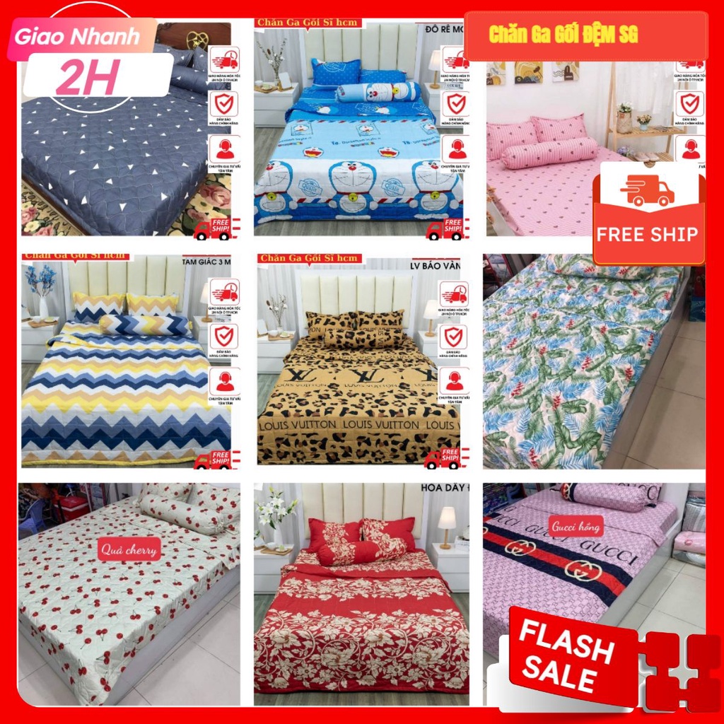 [HCM] Bộ Ga kèm 2 Vỏ Gối Nằm và 1 ga vải miễn phí bo chun kích thước 1M8, Ga Giường 1M8 được lựa chọ