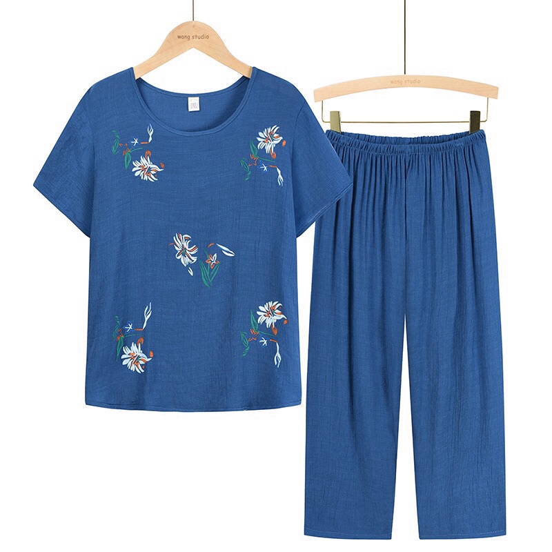 Bộ đũi mặc nhà trung niên cho bà cho mẹ-sét bộ quần áo nữ cao cấp