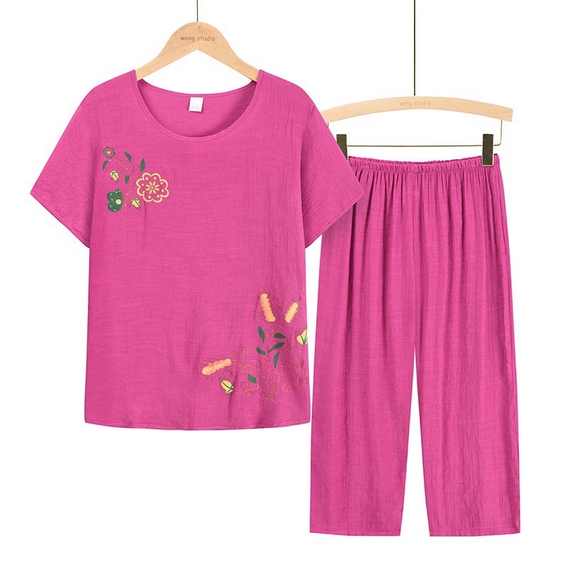 Bộ đũi mặc nhà trung niên cho bà cho mẹ-sét bộ quần áo nữ cao cấp