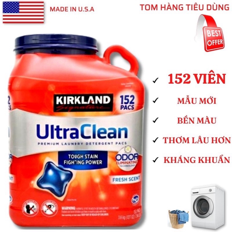 SALE RẺ NHẤT Thùng Viên giặt Kirkland 152 viên ULTRA clean hàng Mỹ chiết chính hãng