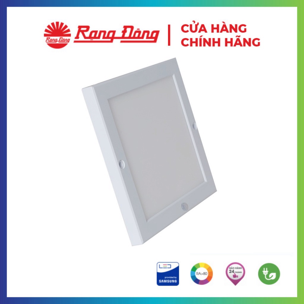 Đèn LED ốp trần mỏng vuông cảm biến 18W Rạng Đông, 220x220x18 mm, siêu sáng, Model: D LN10L 22x22/18W.PIR