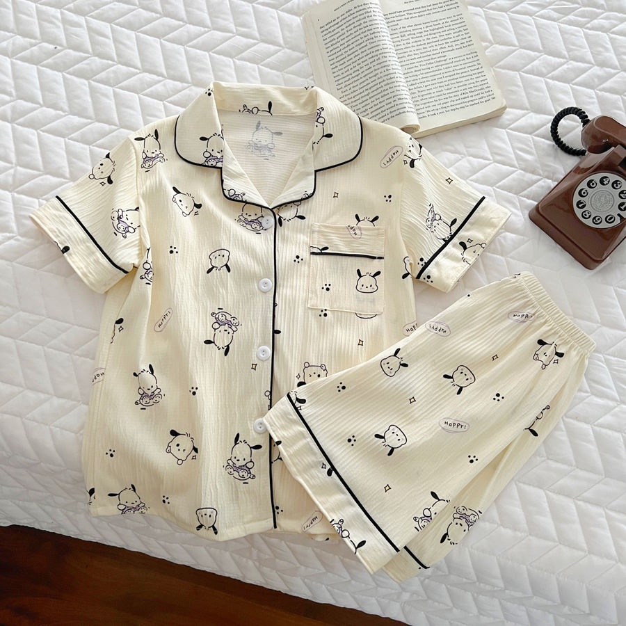 Bộ Đồ Ngủ Ngắn Tay Họa Tiết Hoạt Hình Dễ Thương Cho Bé
