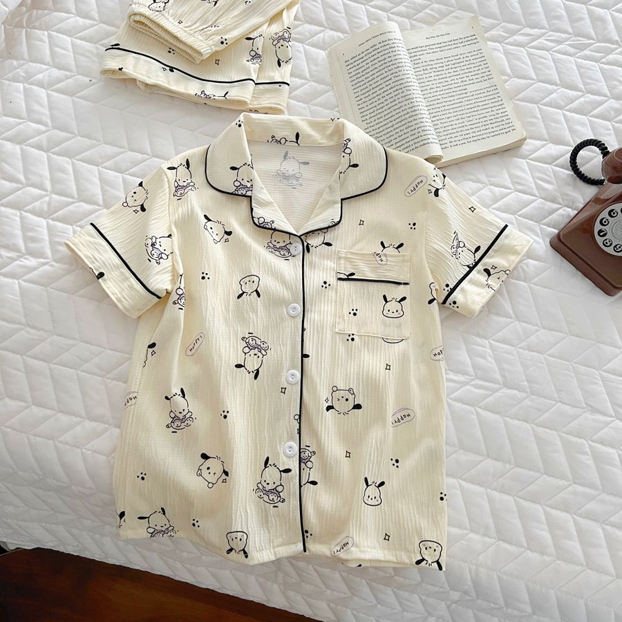 Bộ Đồ Ngủ Ngắn Tay Họa Tiết Hoạt Hình Dễ Thương Cho Bé