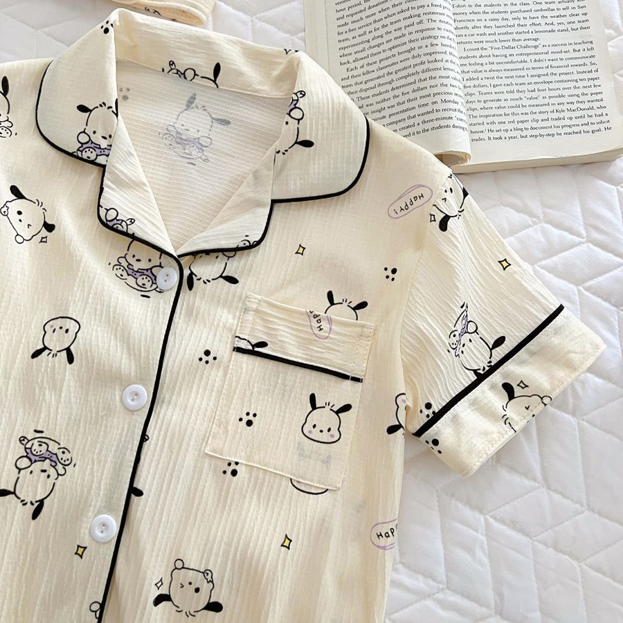 Bộ Đồ Ngủ Ngắn Tay Họa Tiết Hoạt Hình Dễ Thương Cho Bé