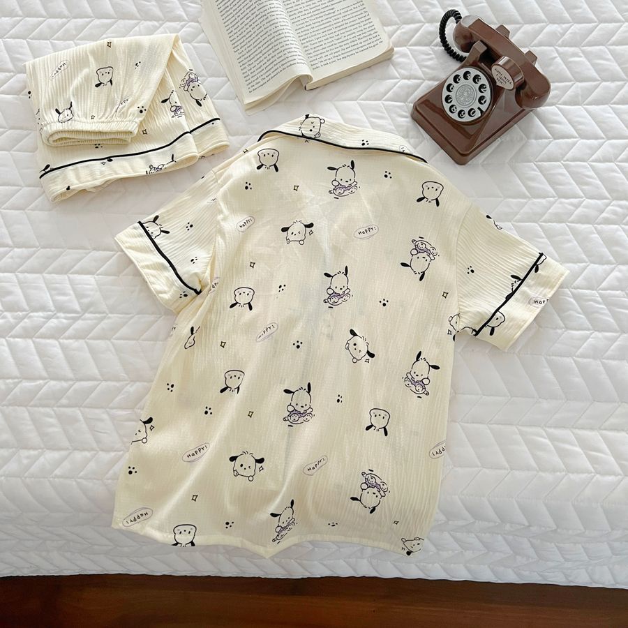 Bộ Đồ Ngủ Ngắn Tay Họa Tiết Hoạt Hình Dễ Thương Cho Bé