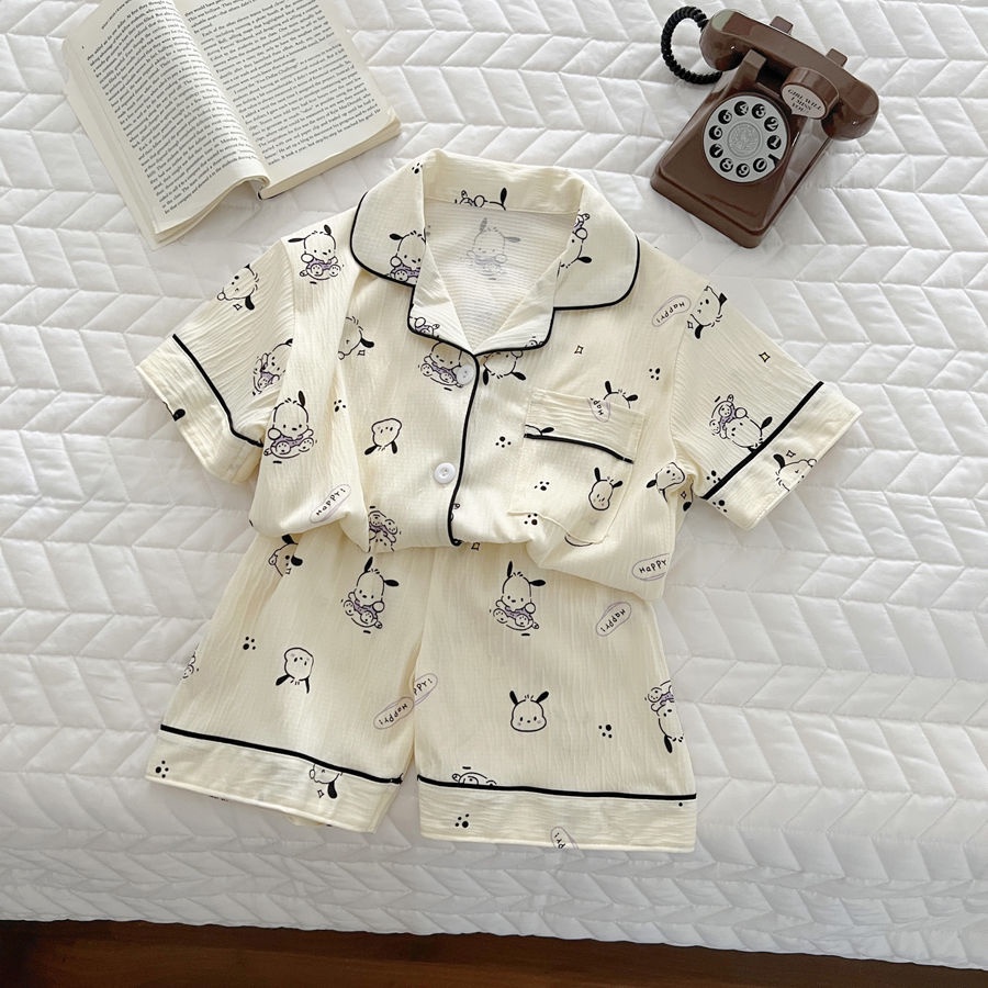 Bộ Đồ Ngủ Ngắn Tay Họa Tiết Hoạt Hình Dễ Thương Cho Bé