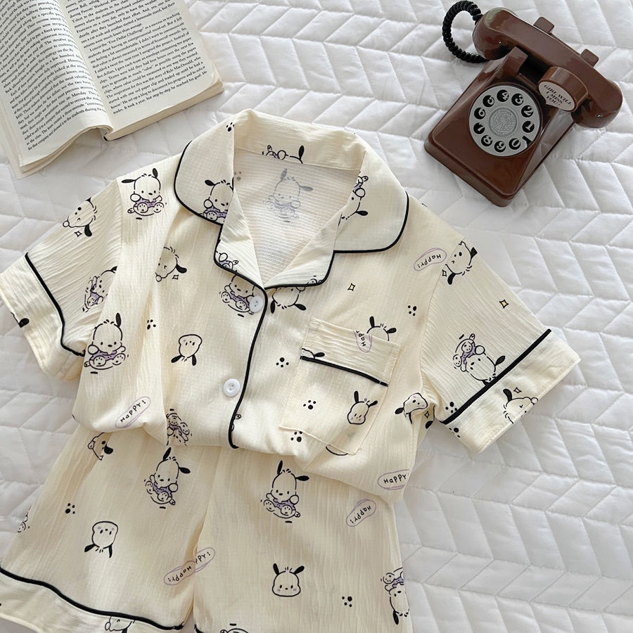 Bộ Đồ Ngủ Ngắn Tay Họa Tiết Hoạt Hình Dễ Thương Cho Bé