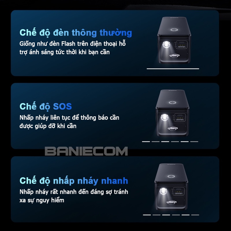 Kích khởi động xe hơi Baseus Mini Car Jump Started 600A 6000mAh cho xe Xăng < 4L và Dầu < 2.5L - BANIECOM