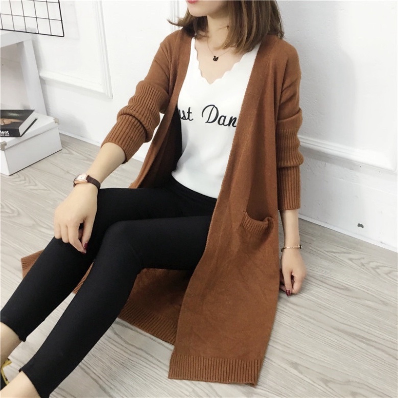 Áo khoác len cardigan quảng châu dáng dài chất đẹp Kl13 | BigBuy360 - bigbuy360.vn