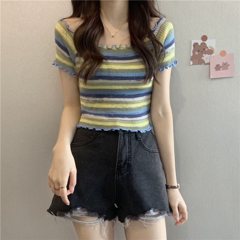 Áo len dệt kim mùa hè dáng croptop phong cách Hàn quốc cực xinh AL11 | BigBuy360 - bigbuy360.vn