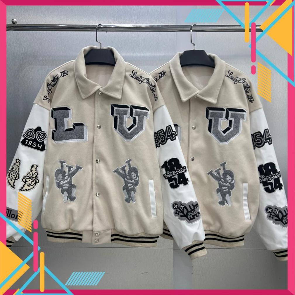 [SALE] Áo Khoác bomber Lv Varsity Jacket Áo bomber jacket Lv thỏ hình thêu shopunisex streetwear 2023