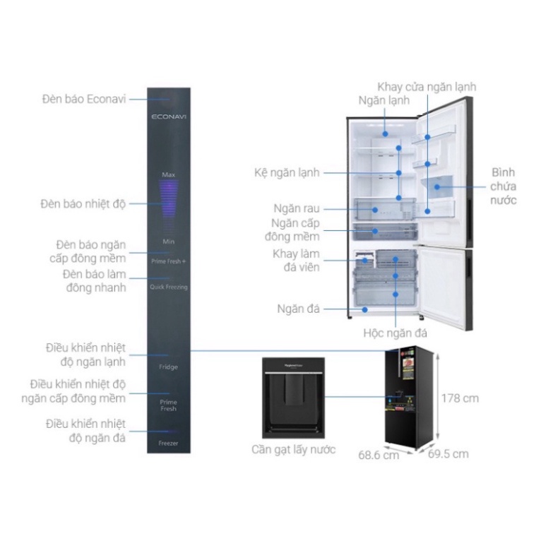 Tủ lạnh Panasonic Inverter 417 lít NR-BX471GPKV , Ngăn cấp đông mềm, Lấy nước ngoài , GIAO HÀNG MIỄN PHÍ HCM Nguyên Seal