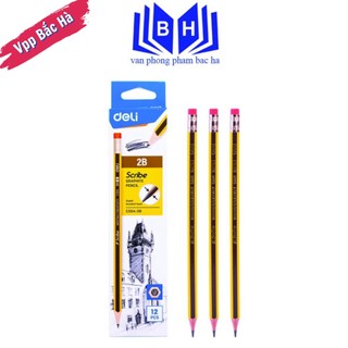Bút chì 2b/ hb deli ec004 bút đẹp dùng làm luyện chữ tập vẽ hội họa