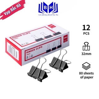 Kẹp sắt đen/ kẹp bướm hộp giấy deli đủ cỡ - e38562, e38563, e38564, e38565, e38566