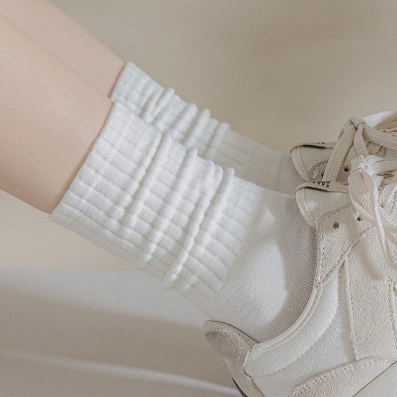 Set 5 Đôi Tất Cao Cổ Trơn Gân Tông Nâu Siêu Hot Phong Cách Hàn Softie tt27