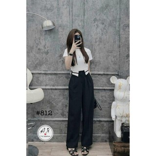 Quần ống rộng cạp cao ống đứng, quần suông công sở lưng cao cạp cổ áo cao cấp
