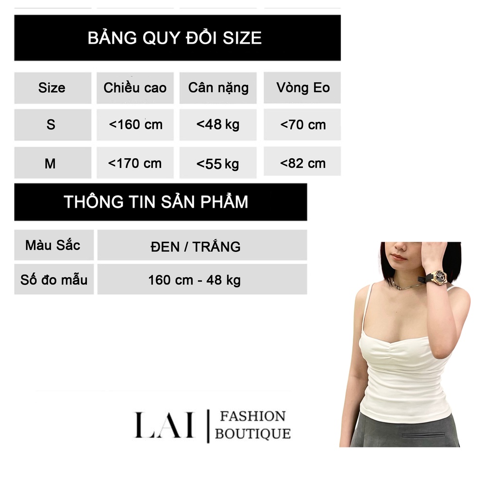 Áo Hai Dây Siêu Co Giãn Ôm Body Không Đệm Mút, Vải Thun Cotton Cao Cấp Nhún Ngực Nữ Tính Dễ Thương Phong Cách Trẻ Trung