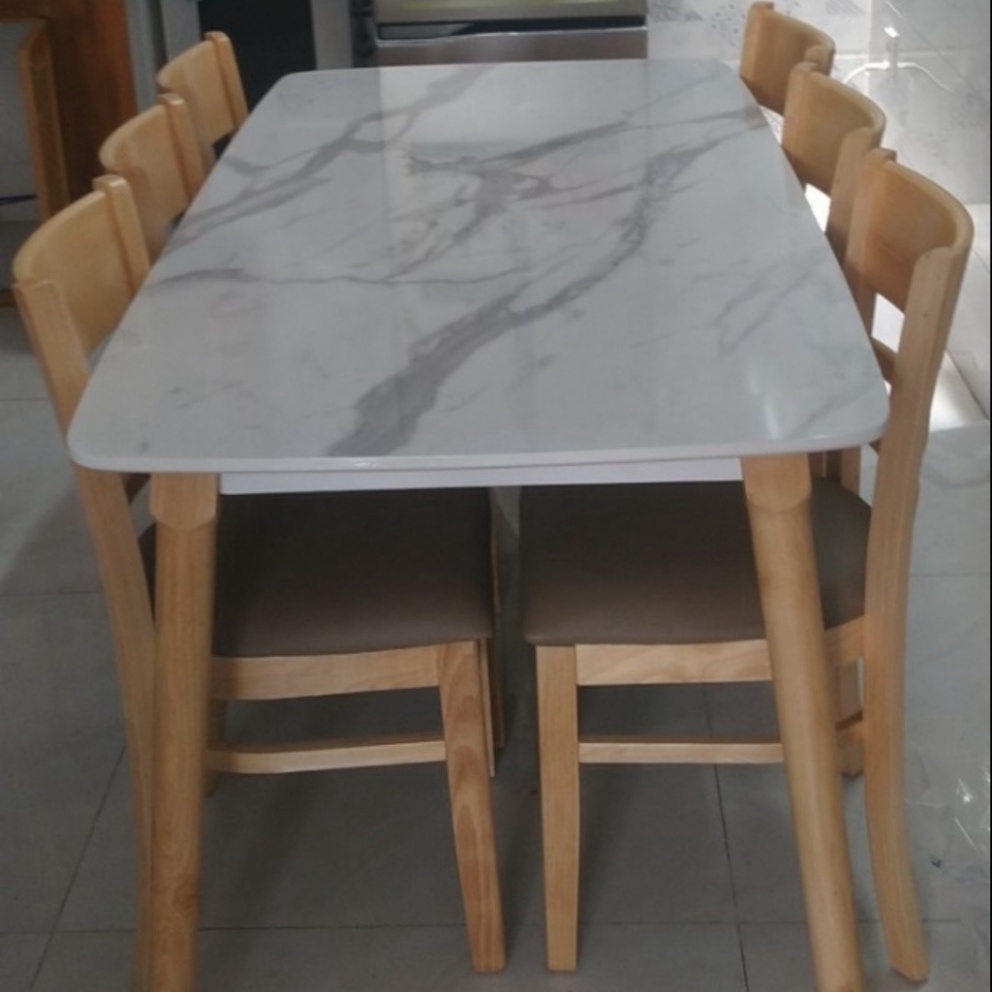 Bàn ăn 6 ghế cabin - bàn ăn cơm gray clolor óc chó siêu sang - bh 12 tháng