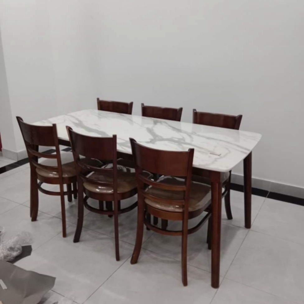 Bàn ăn 6 ghế cabin - bàn ăn cơm gray clolor óc chó siêu sang - bh 12 tháng