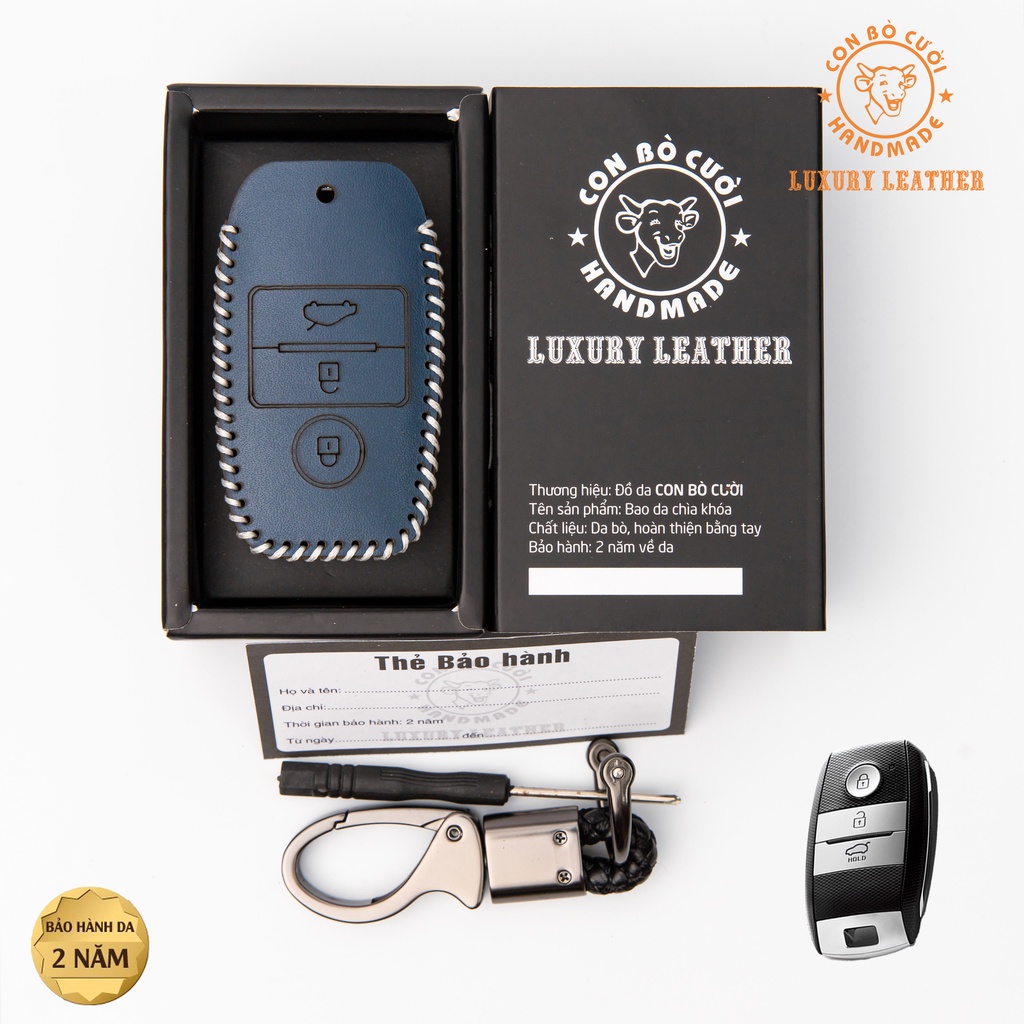 Bao Da Chìa Khóa ÔTô KIA Cerato, K3 13-18,Sorento, Rio, Rondo khoá thông minh 3 nút Da Thật 100% Bảo Hành 2 Năm,