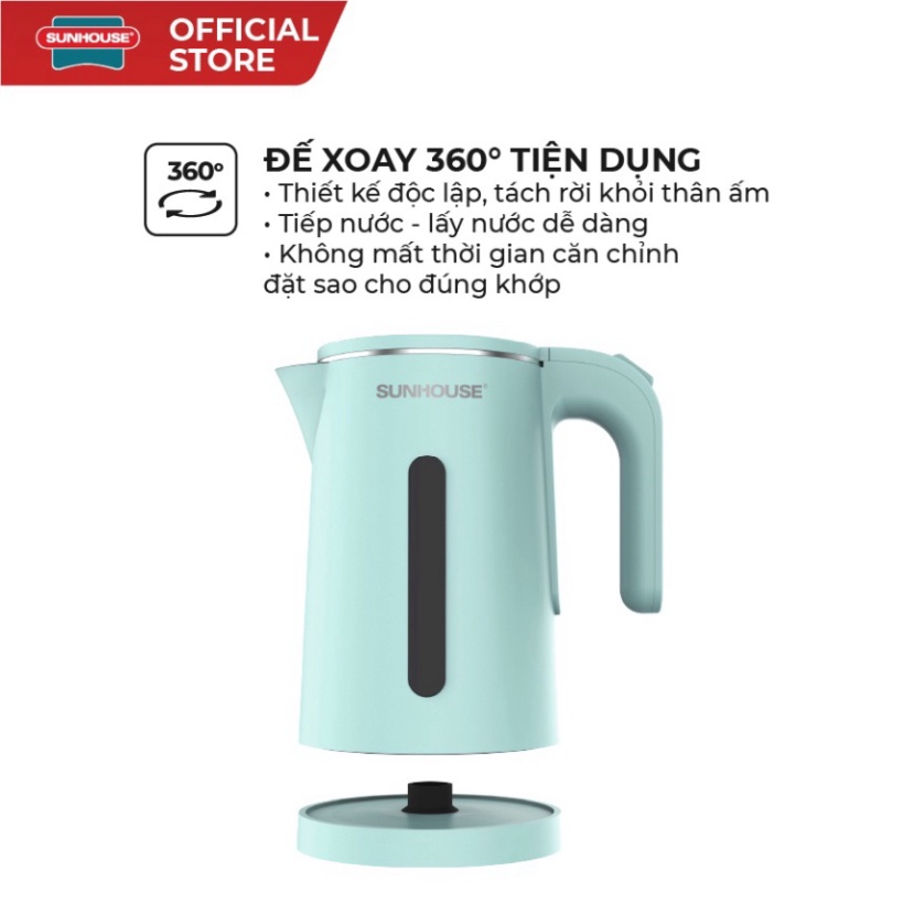 Ấm siêu tốc inox 2 lớp Sunhouse SHD1351 dung tích 1.8 lít