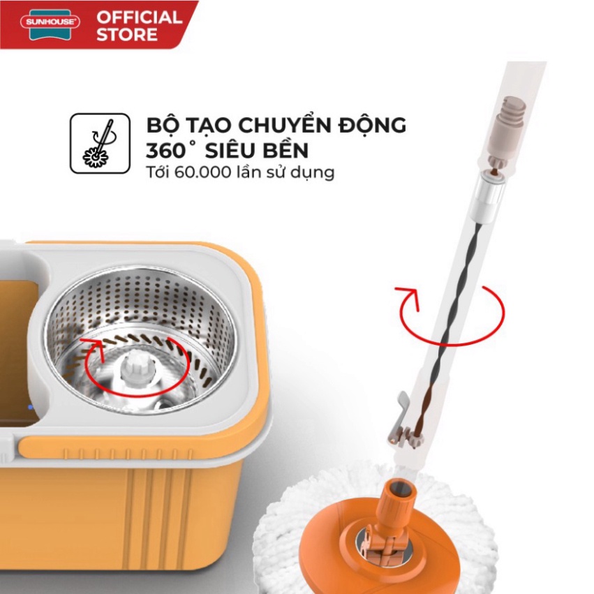 Bộ lau nhà xoay 360 độ SUNHOUSE KS-CL350PO - Bảo hành chính hãng 12 tháng