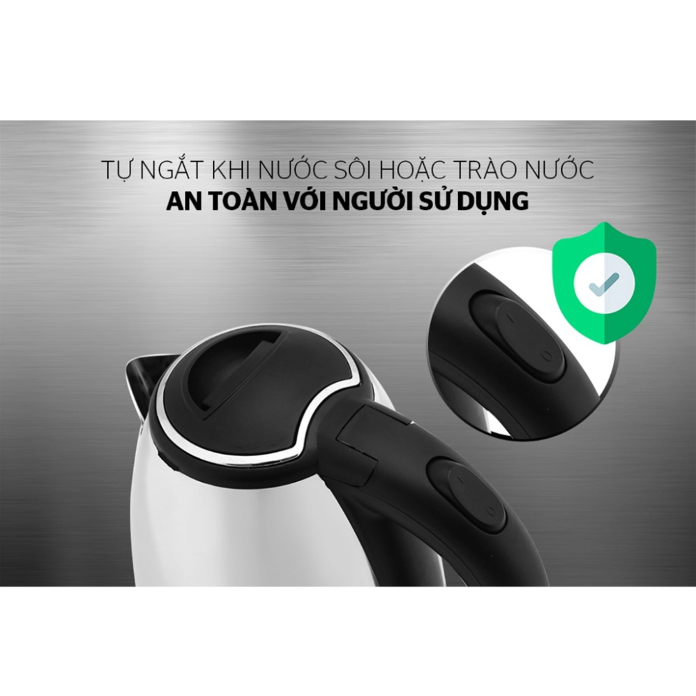 Ấm siêu tốc Inox 1.8L SUNHOUSE Happy Time HTD1088 chất liệu Inox cao cấp bảo hành 12 tháng