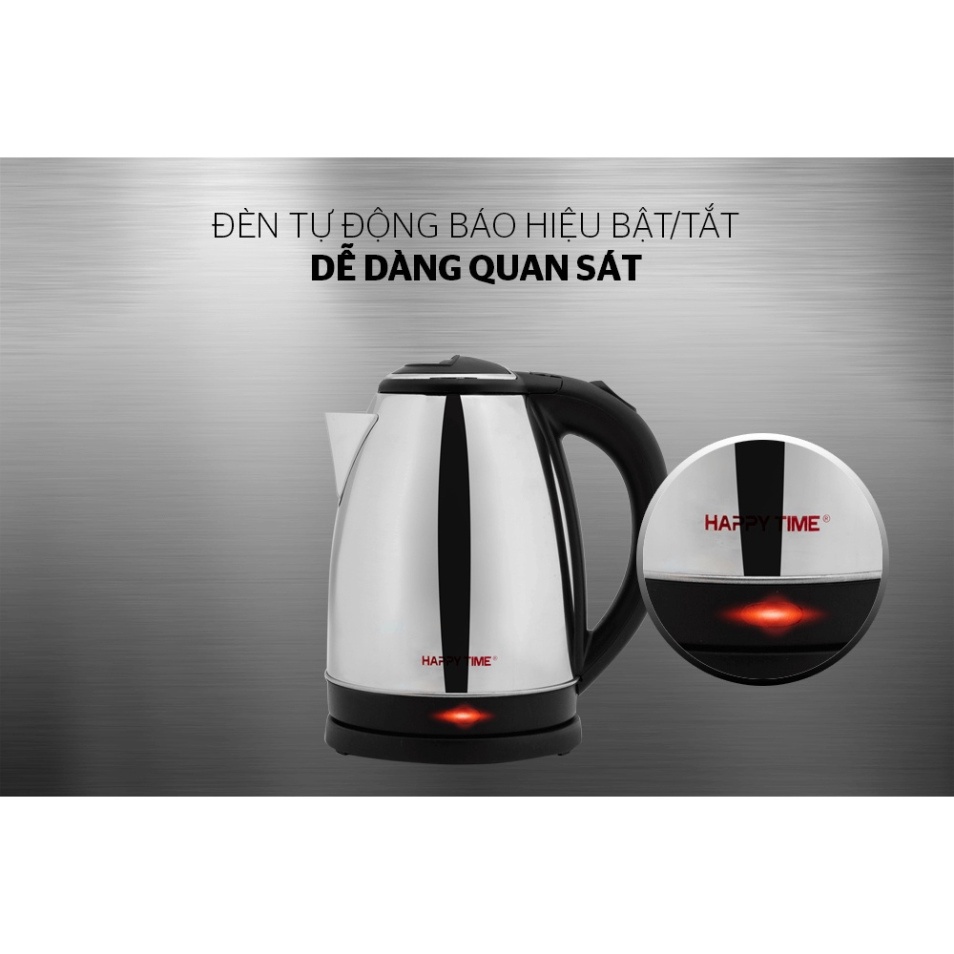 Ấm siêu tốc Inox 1.8L SUNHOUSE Happy Time HTD1088 chất liệu Inox cao cấp bảo hành 12 tháng